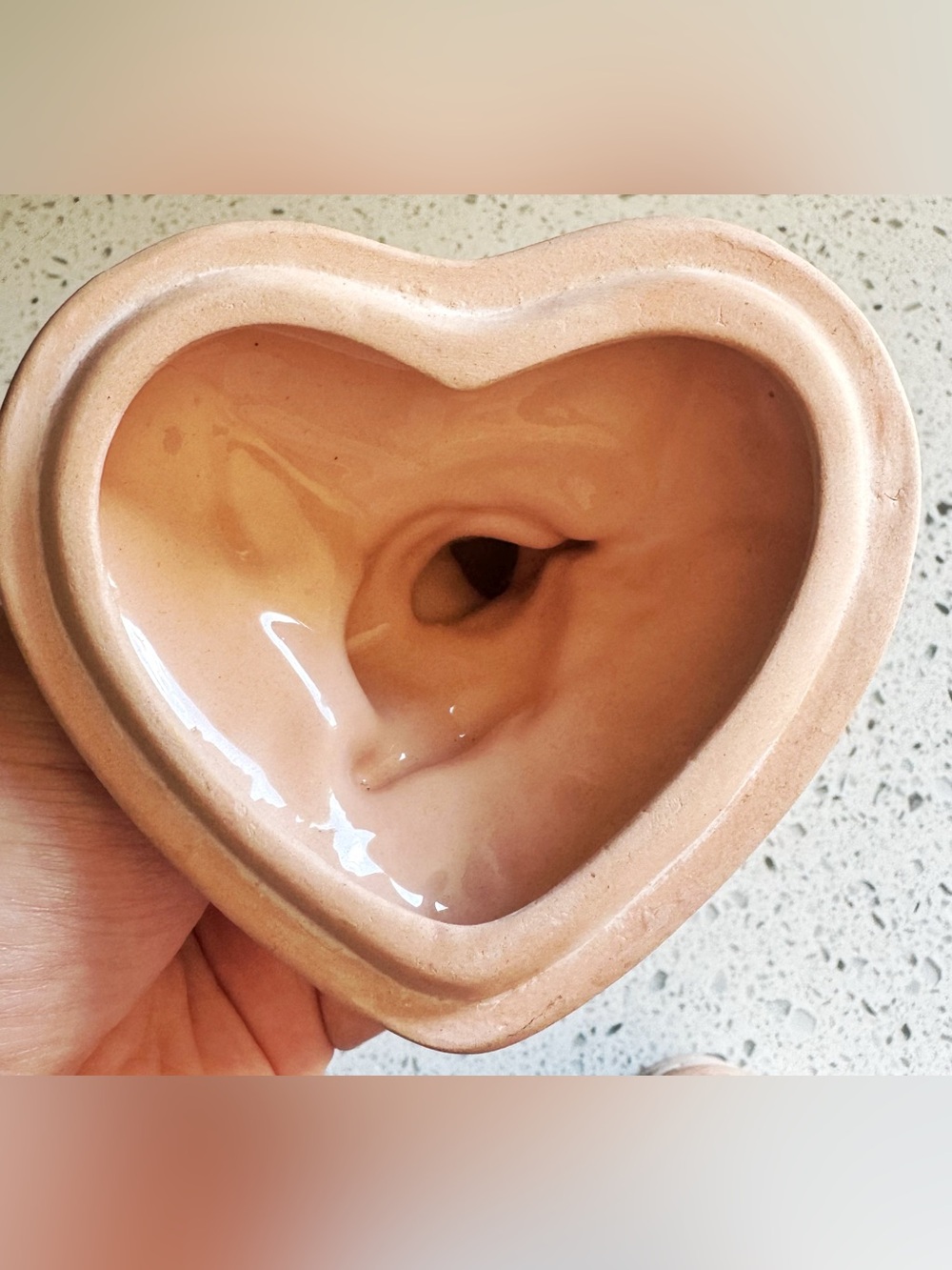Vintage Pink Ceramic Cherub Heart Trinket Jewelry Box Floral - Picture 7 of 7